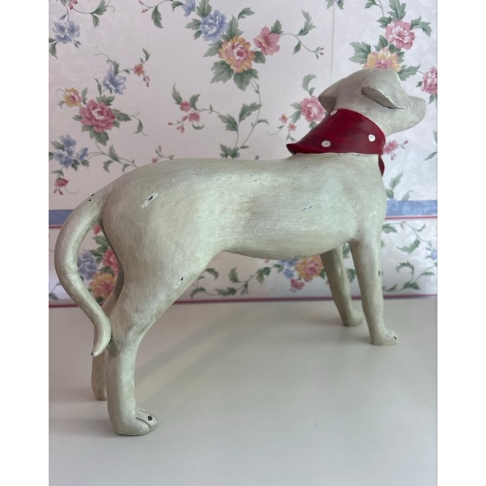 Rustic Standing Dog Figurine with Red Polka Dot Bandana Farmhouse Decor 14in - Picture 3 of 11